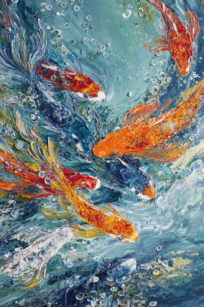 Koi Fish Swirl Illustration Poster. poster