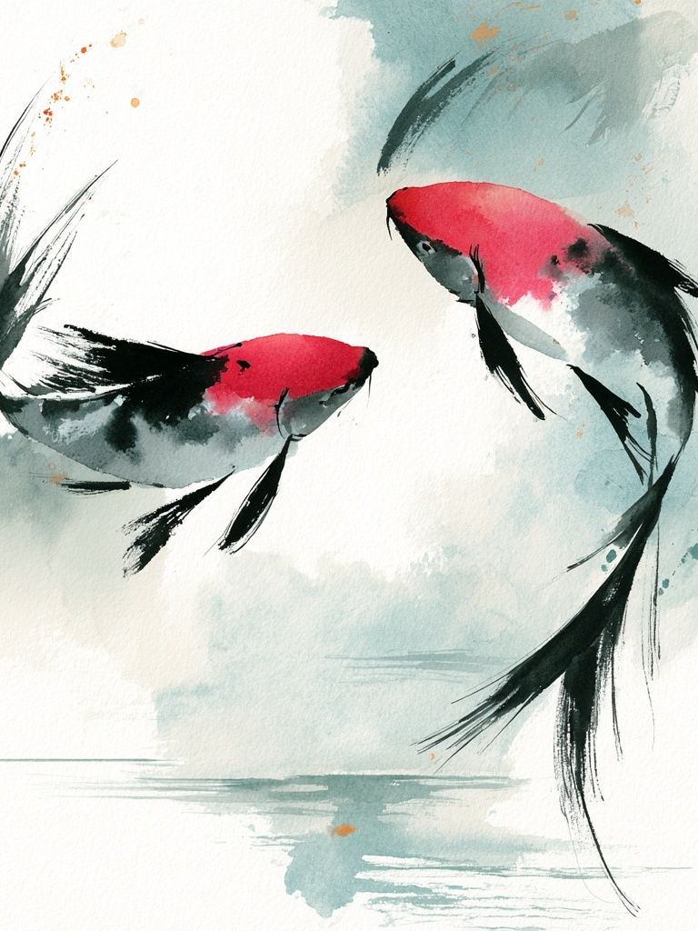 Koi Fish Watercolor Poster. poster detail