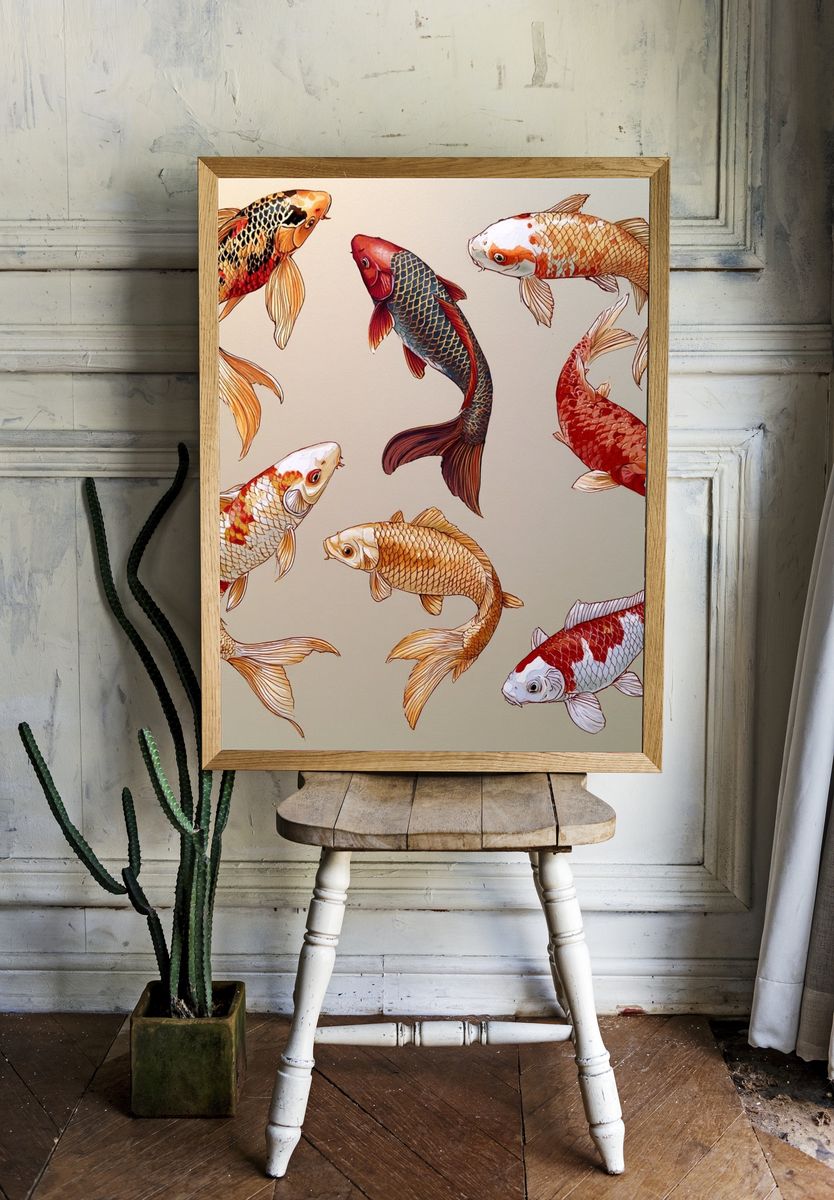 Koi Fish Illustration Poster. room preview