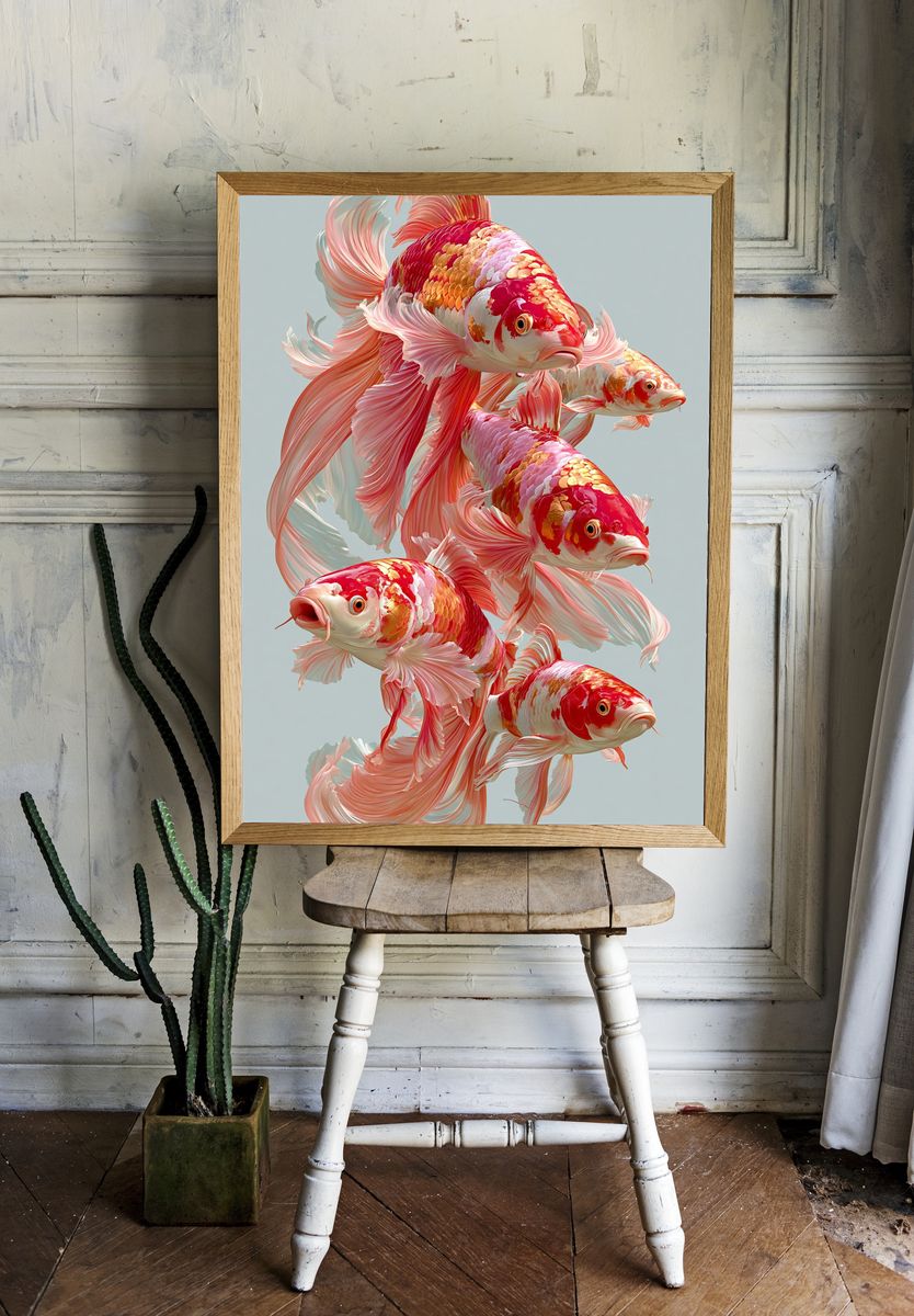 Koi Fish Ballet Illustration Poster. room preview