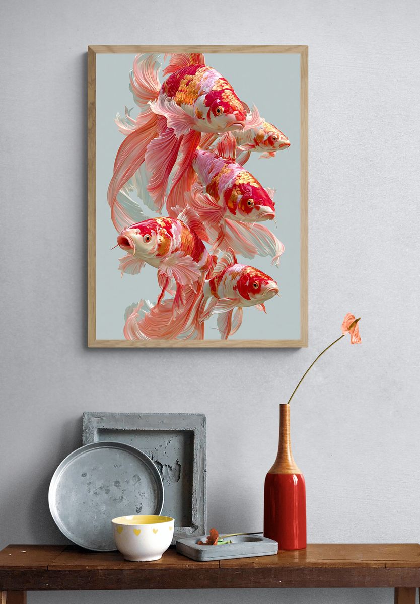 Koi Fish Ballet Illustration Poster. — room view 3