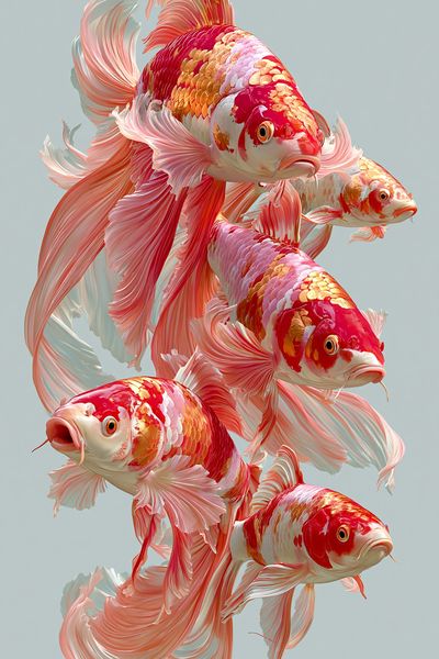Koi Fish Ballet Illustration Poster.