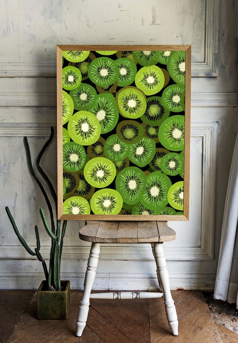 Kiwi Fruit Pattern Poster. — room view 1