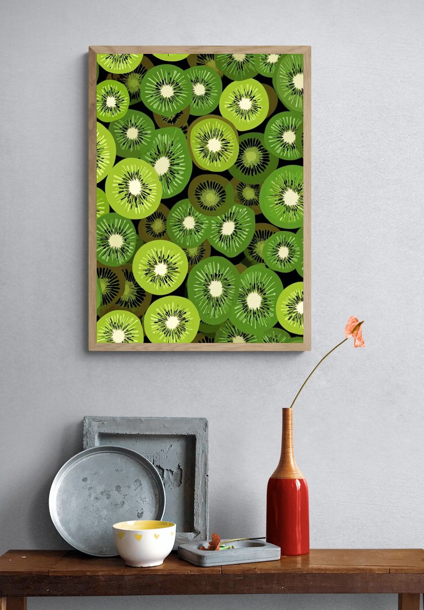 Kiwi Fruit Pattern Poster. — room view 3