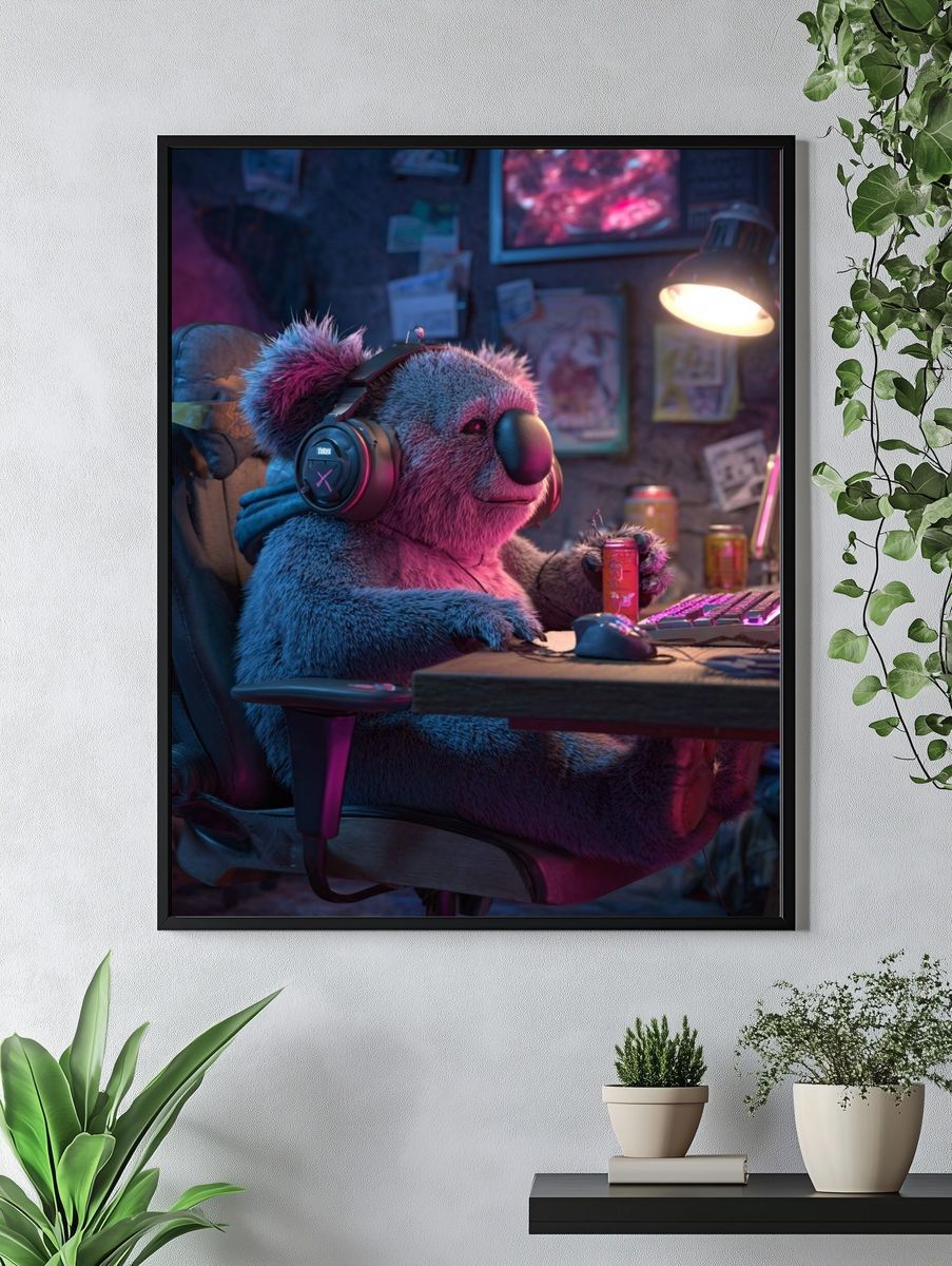 Gaming Koala — Digital Art Print. — room view 4