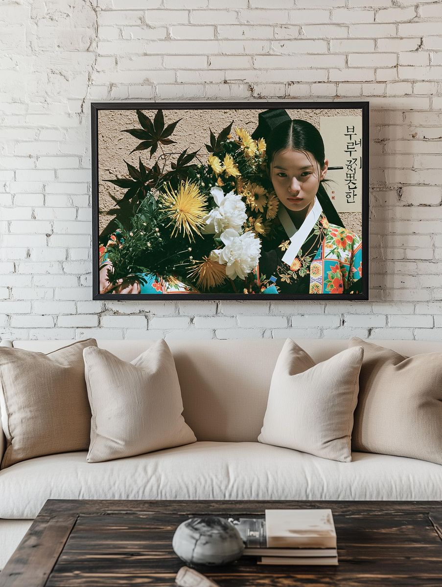 Korean Hanbok Portrait Print. room preview