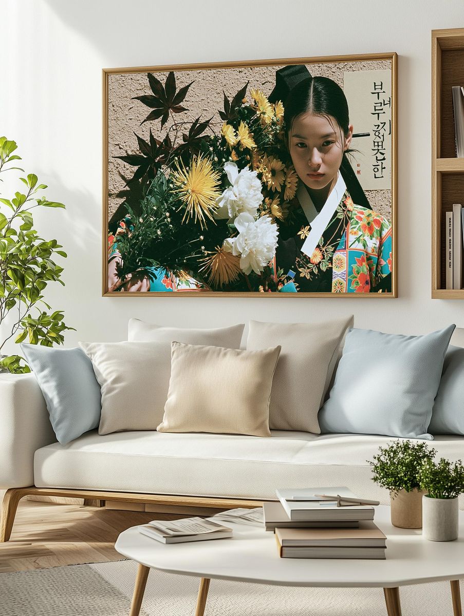 Korean Hanbok Portrait Print. — room view 2