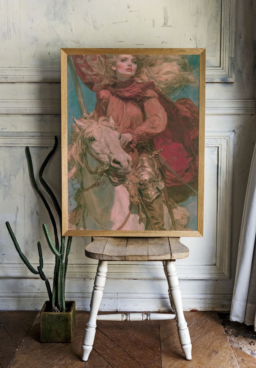 Knight on White Horse Fine-Art Poster. — room view 1