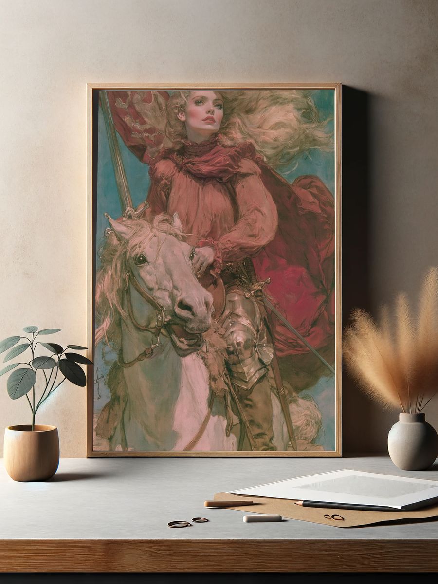 Knight on White Horse Fine-Art Poster. — room view 2
