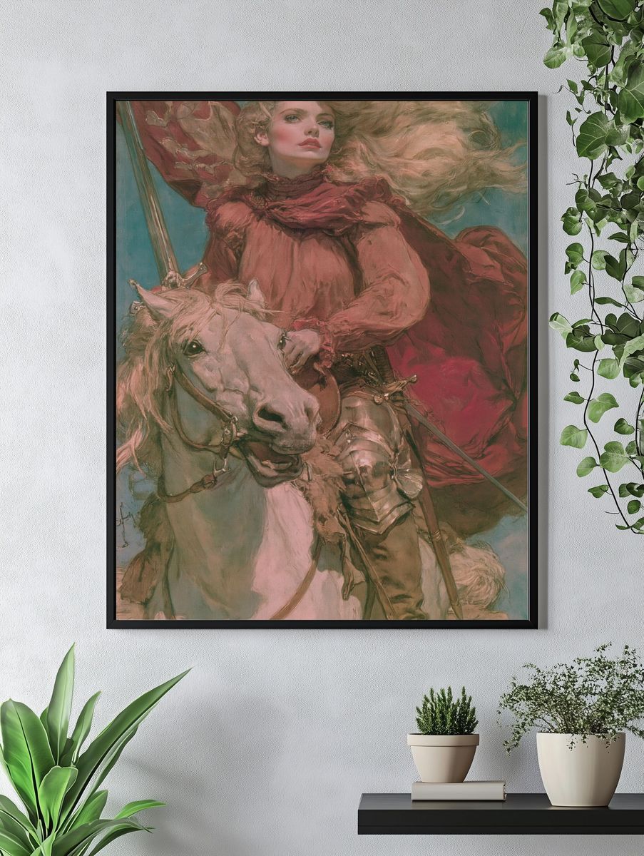 Knight on White Horse Fine-Art Poster. — room view 4