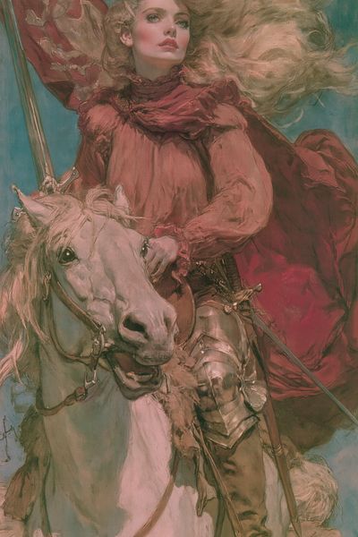 Knight on White Horse Fine-Art Poster.