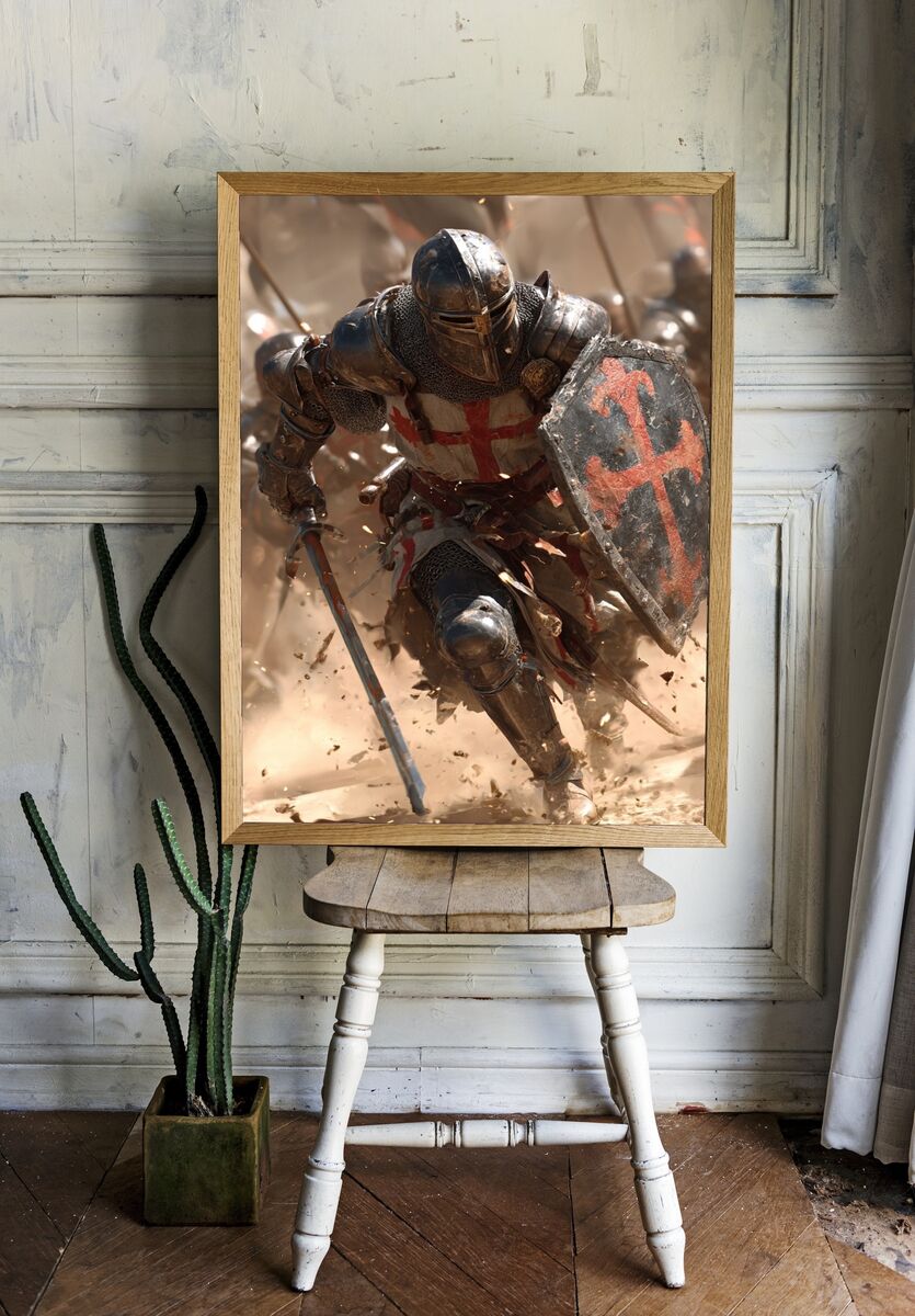 Knight in Battle — Fantasy Art Print. — room view 1