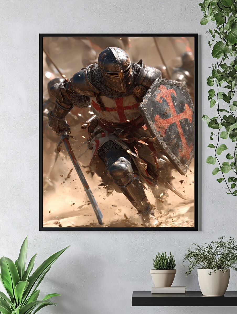 Knight in Battle — Fantasy Art Print. — room view 4