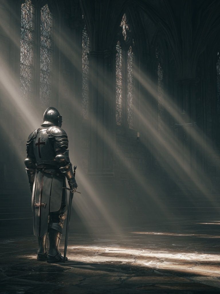 Knight in a Cathedral — Fine Art Print. poster detail