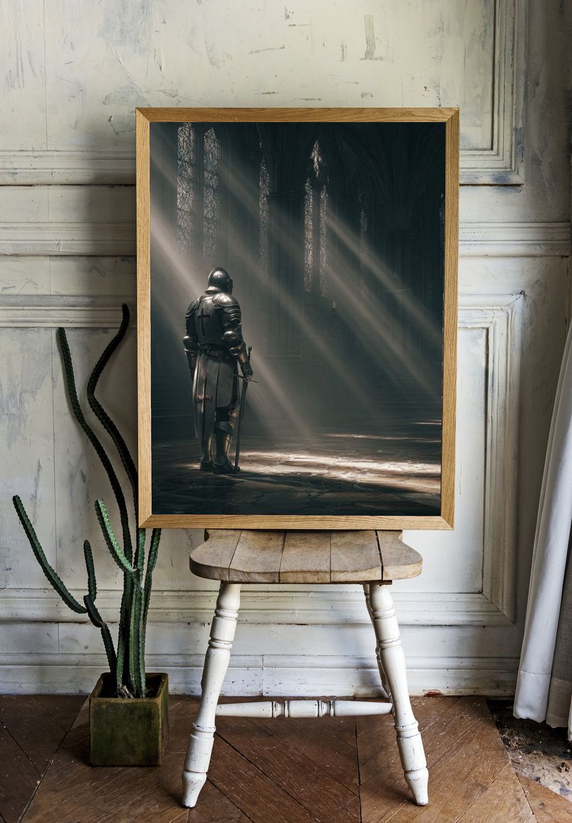 Knight in a Cathedral — Fine Art Print. — room view 1