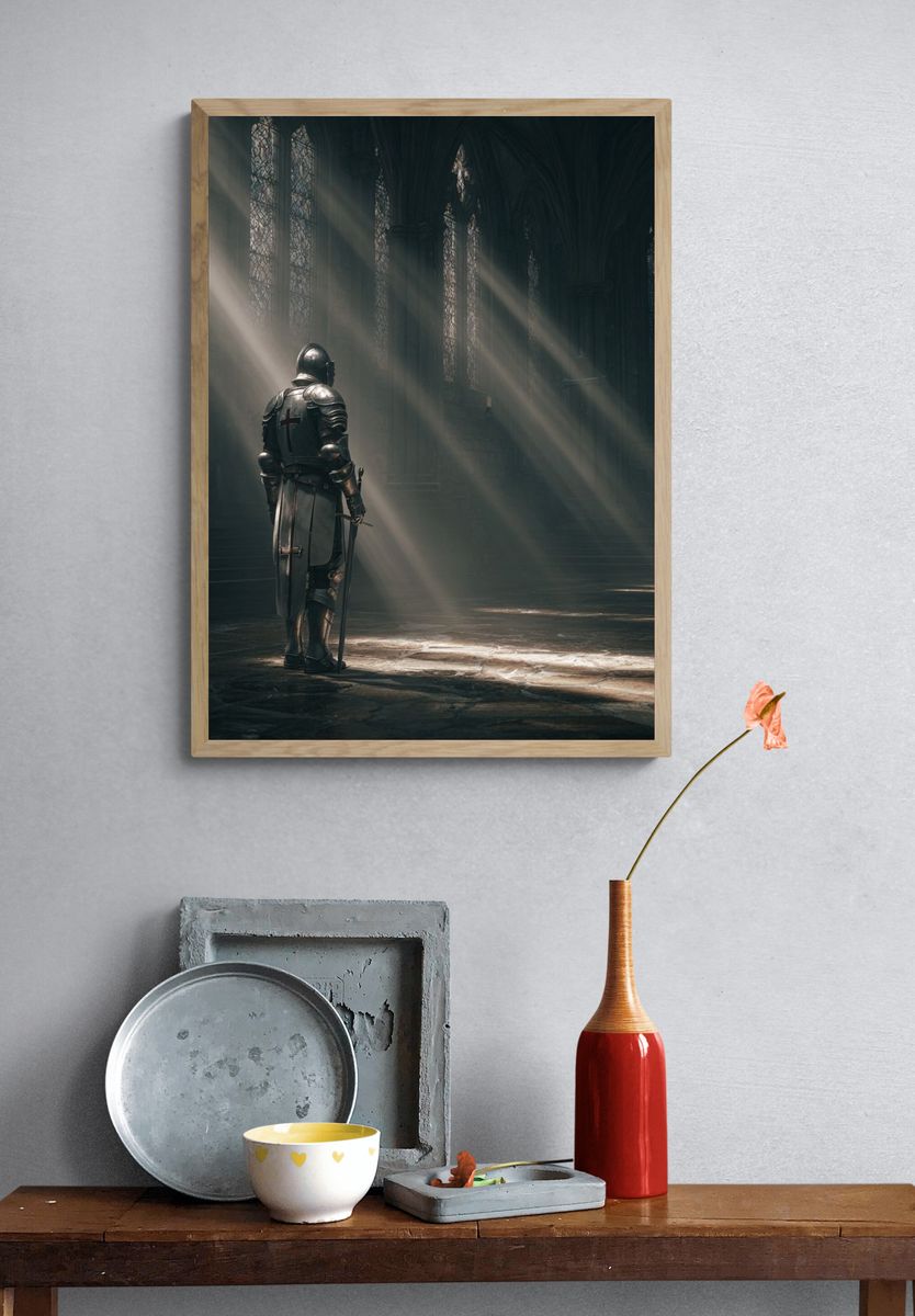 Knight in a Cathedral — Fine Art Print. — room view 3