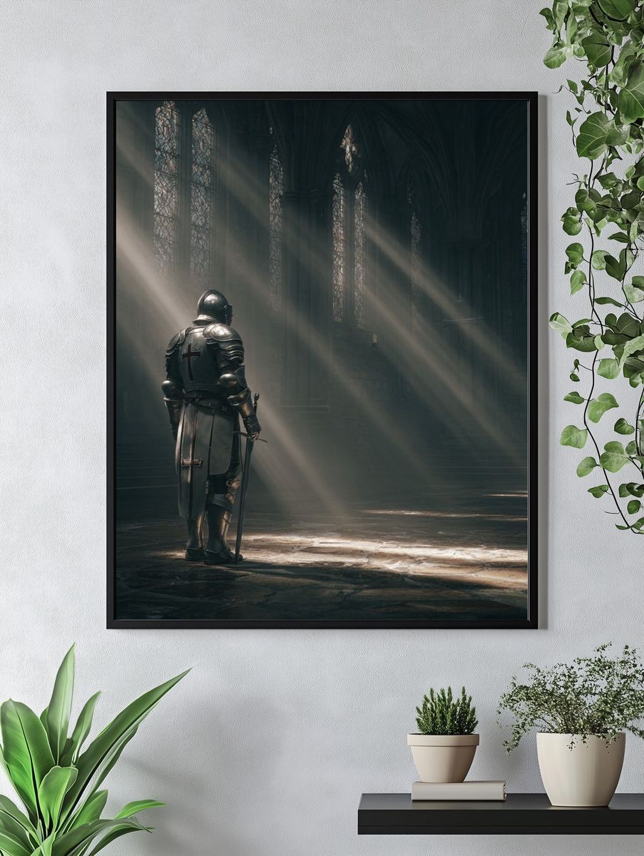 Knight in a Cathedral — Fine Art Print. — room view 4