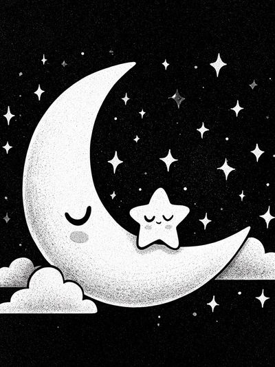 Sleepy Moon and Star Nursery Print. poster