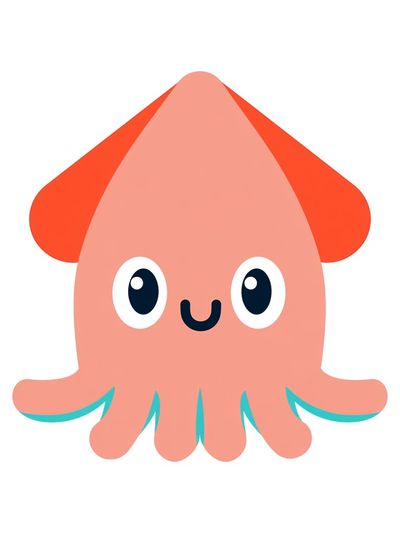 Cute Squid Cartoon Print.