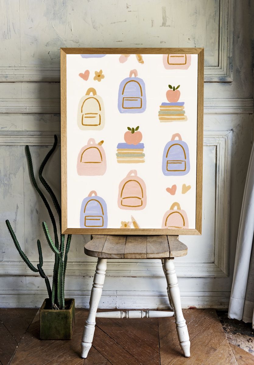 Pastel Backpack Pattern Print. room preview