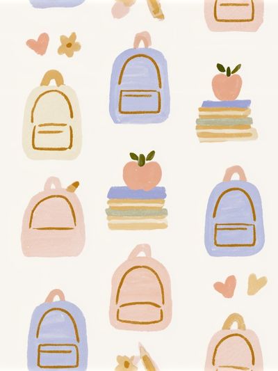 Pastel Backpack Pattern Print.