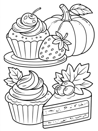 Dessert Treats Coloring Poster.
