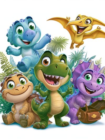 Cute Cartoon Dinosaurs Poster.