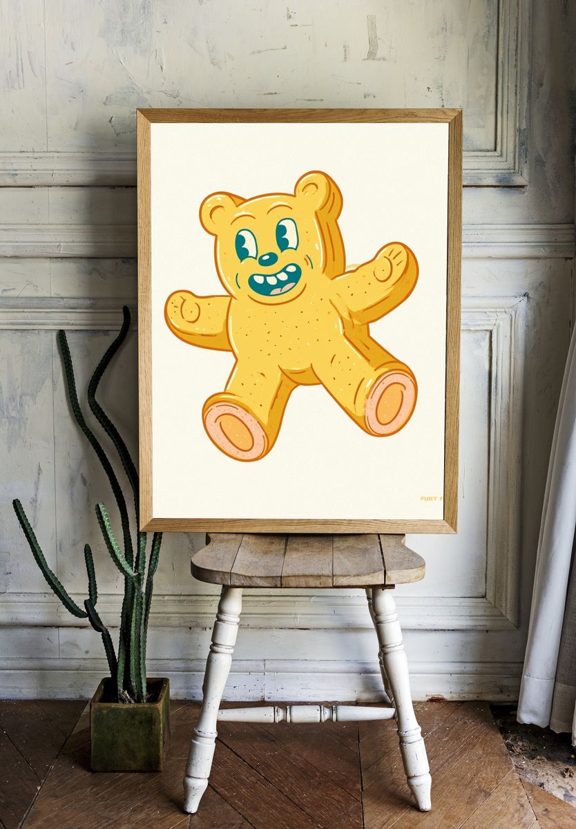 Cute Teddy Bear Cartoon Poster. — room view 1