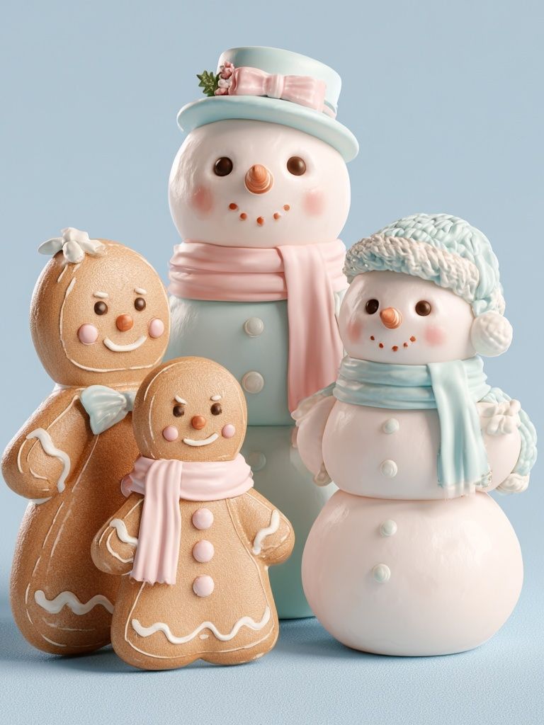 Pastel Gingerbread Snowmen Poster. poster detail