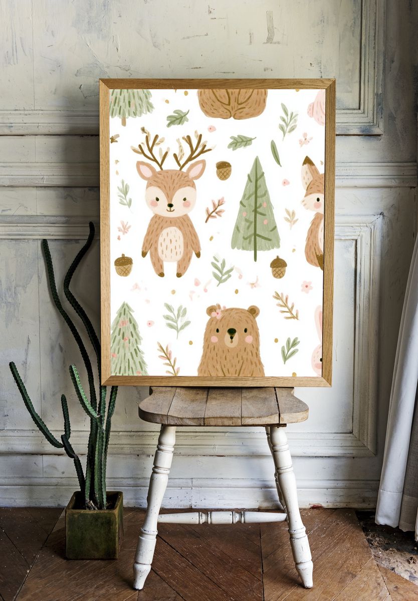 Woodland Animals Nursery Print. — room view 1