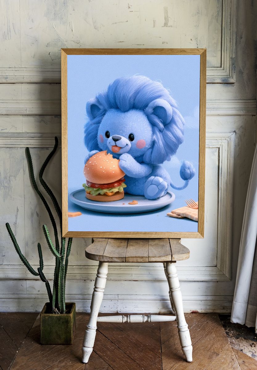 Blue Lion Burger Poster. — room view 1