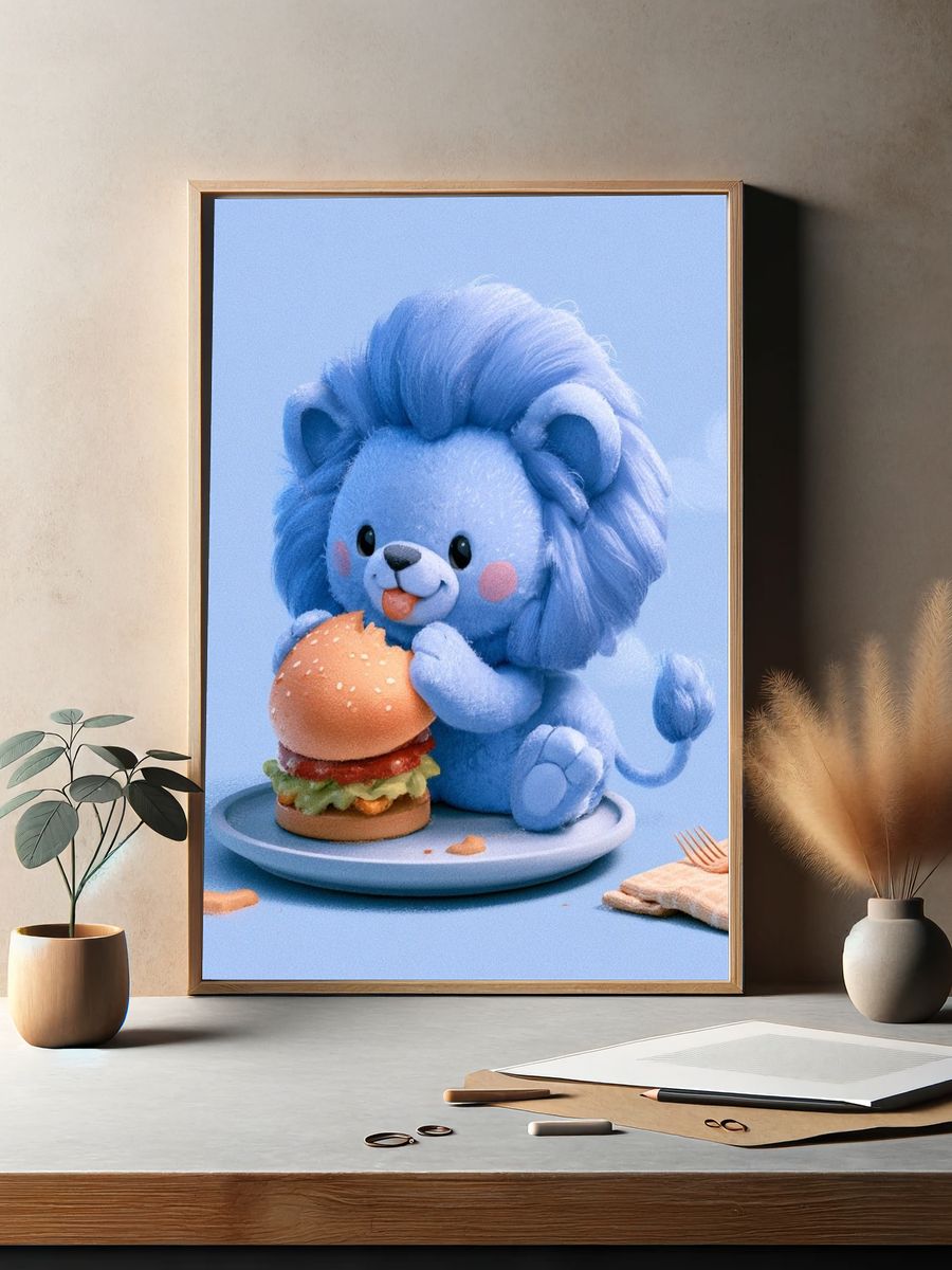 Blue Lion Burger Poster. — room view 2