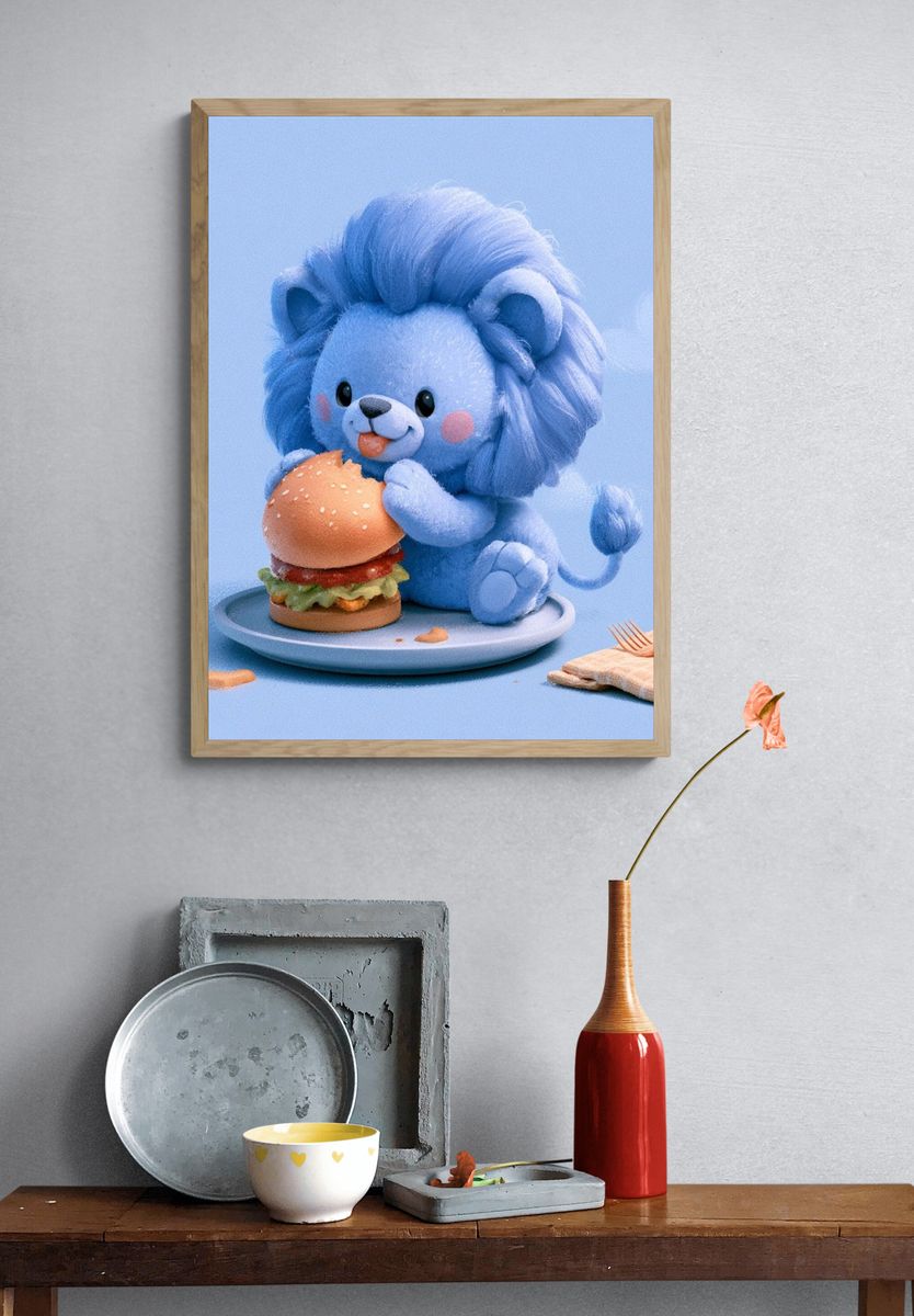 Blue Lion Burger Poster. — room view 3