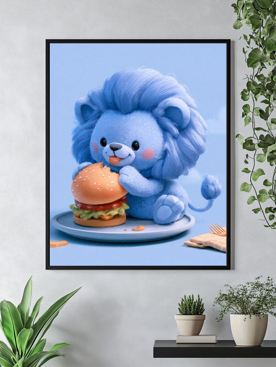 Blue Lion Burger Poster. — room view 4