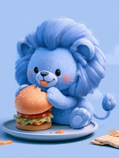 Blue Lion Burger Poster. poster print