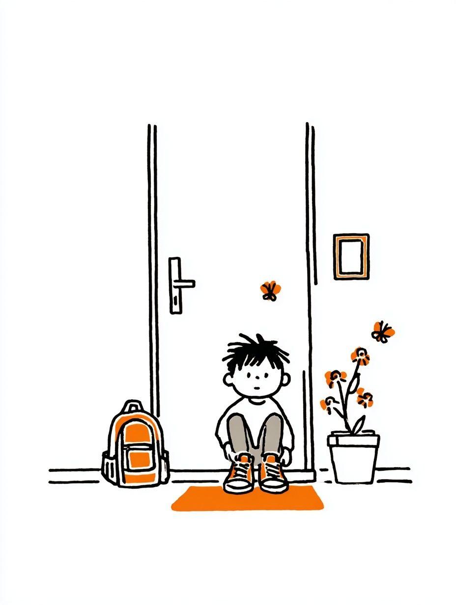 Waiting at the Door — Kids Illustration Print. poster — illustration art