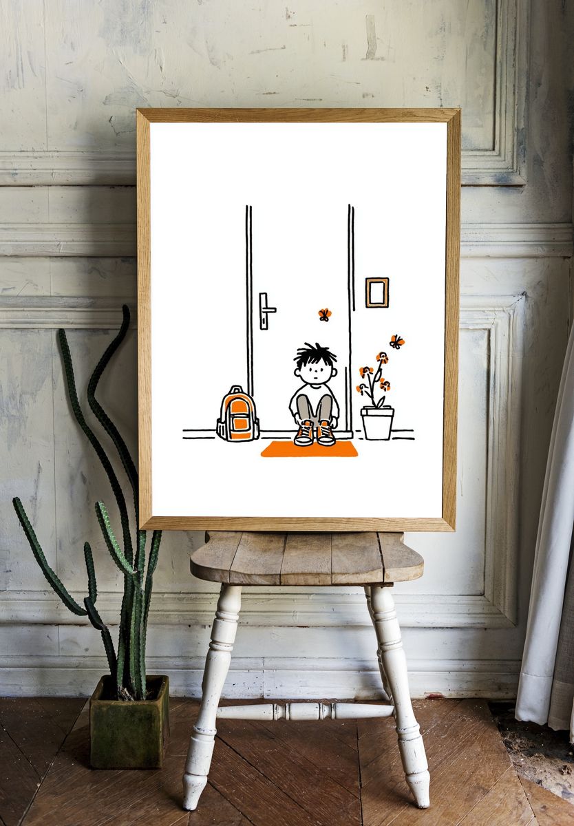 Waiting at the Door — Kids Illustration Print. — room view 1