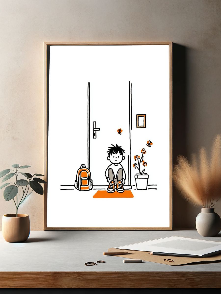 Waiting at the Door — Kids Illustration Print. — room view 2