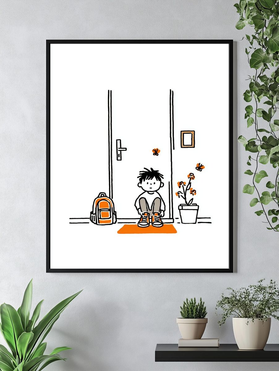 Waiting at the Door — Kids Illustration Print. — room view 4