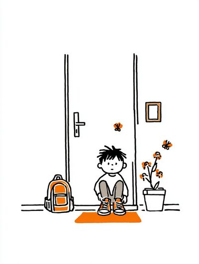 Waiting at the Door — Kids Illustration Print. poster print