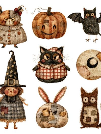 Halloween Woodland Characters Illustration Poster. poster