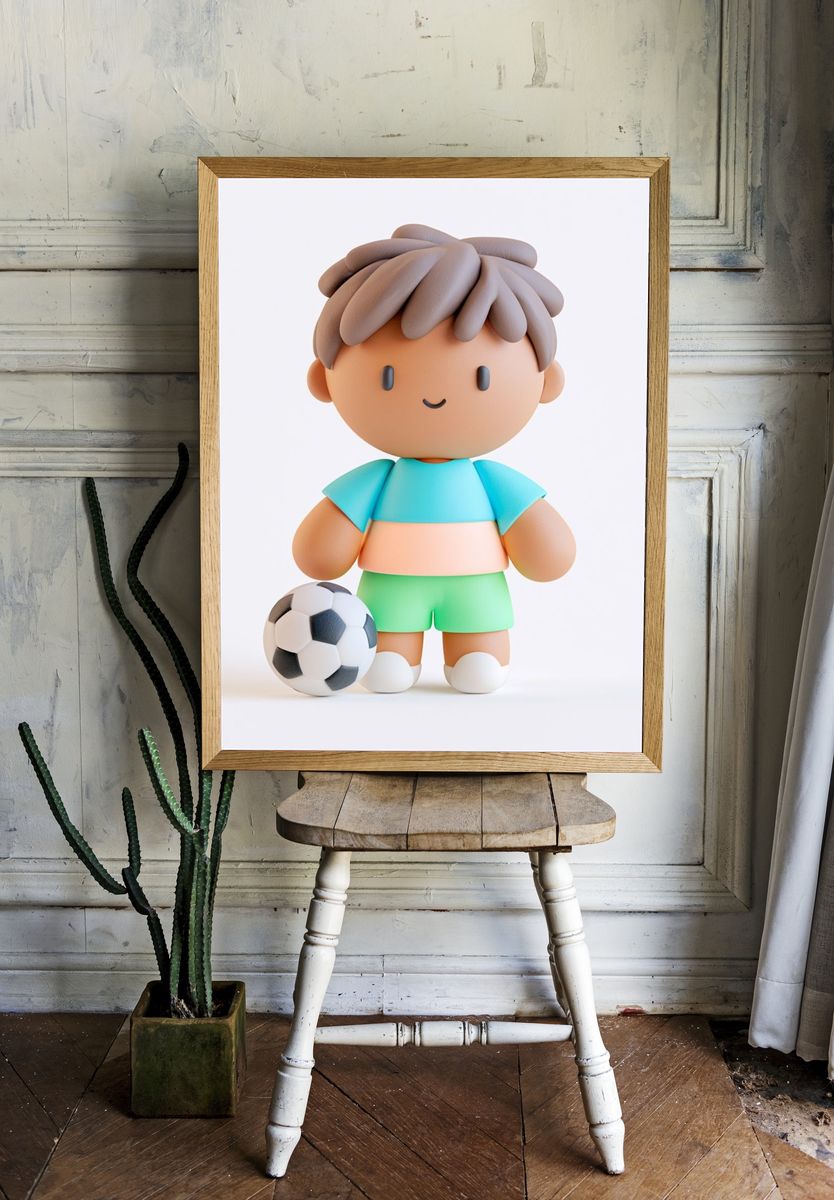 Cute Soccer Kid Illustration Poster. room preview