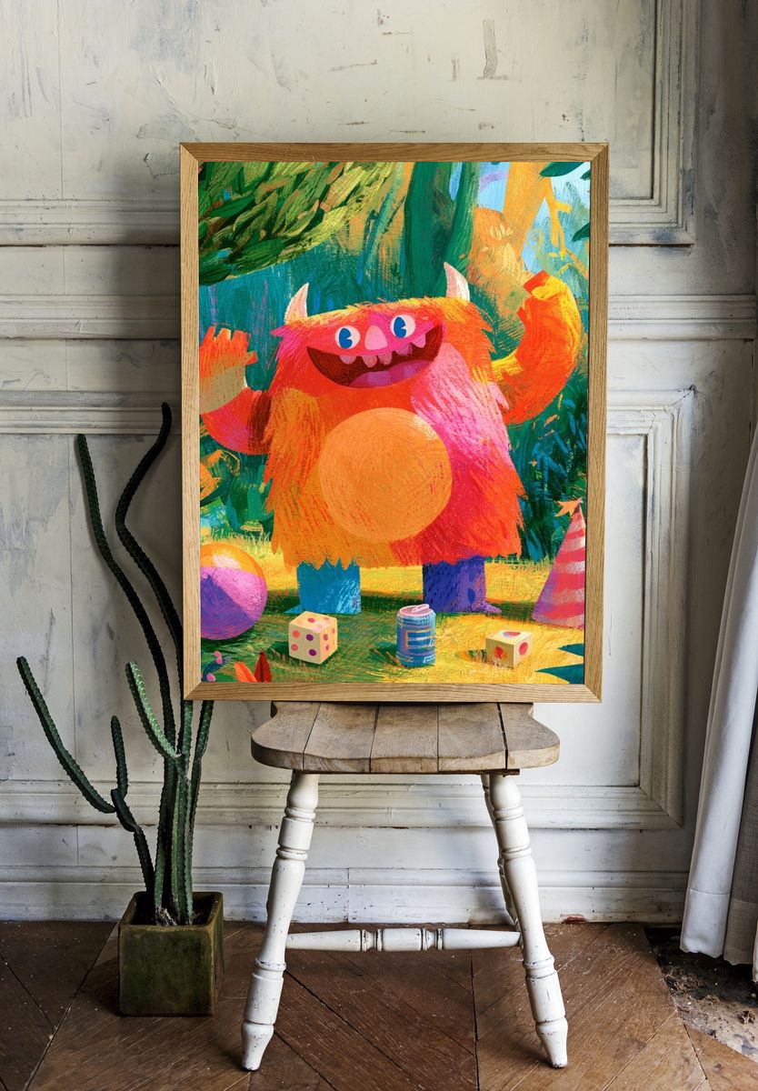 Playful Monster Jungle Poster. room preview