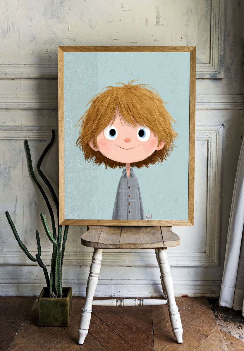 Happy Boy Illustration Poster. — room view 1