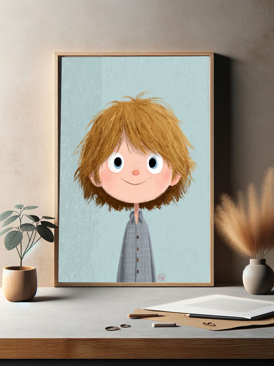 Happy Boy Illustration Poster. — room view 2