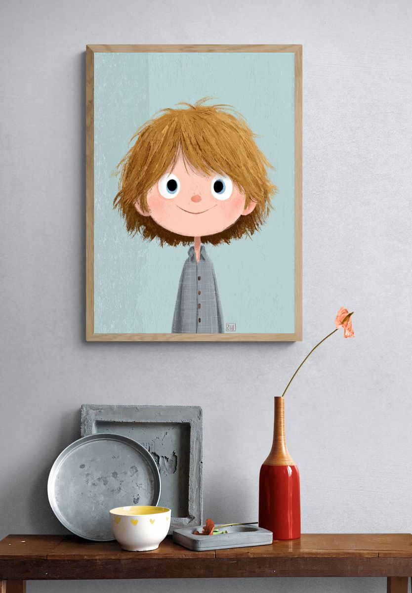 Happy Boy Illustration Poster. — room view 3