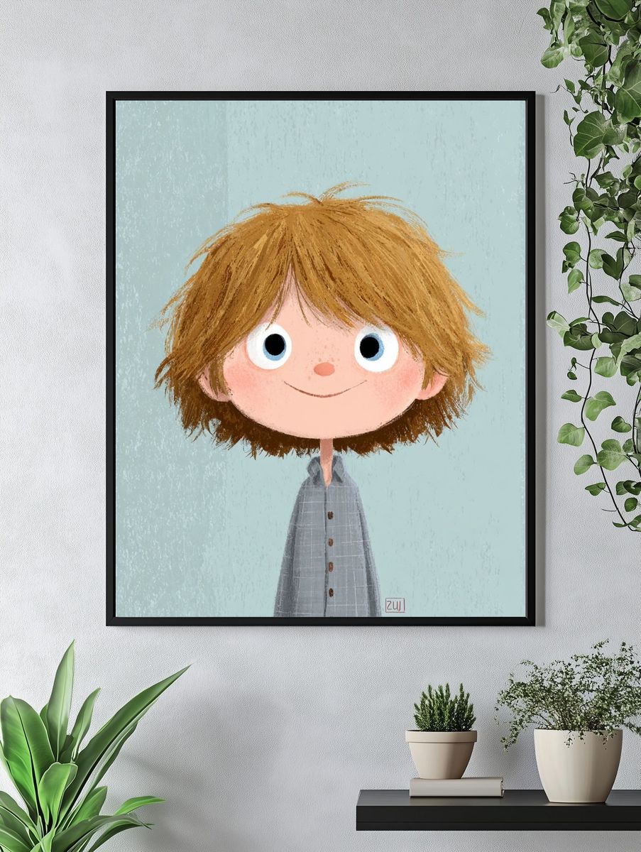 Happy Boy Illustration Poster. — room view 4