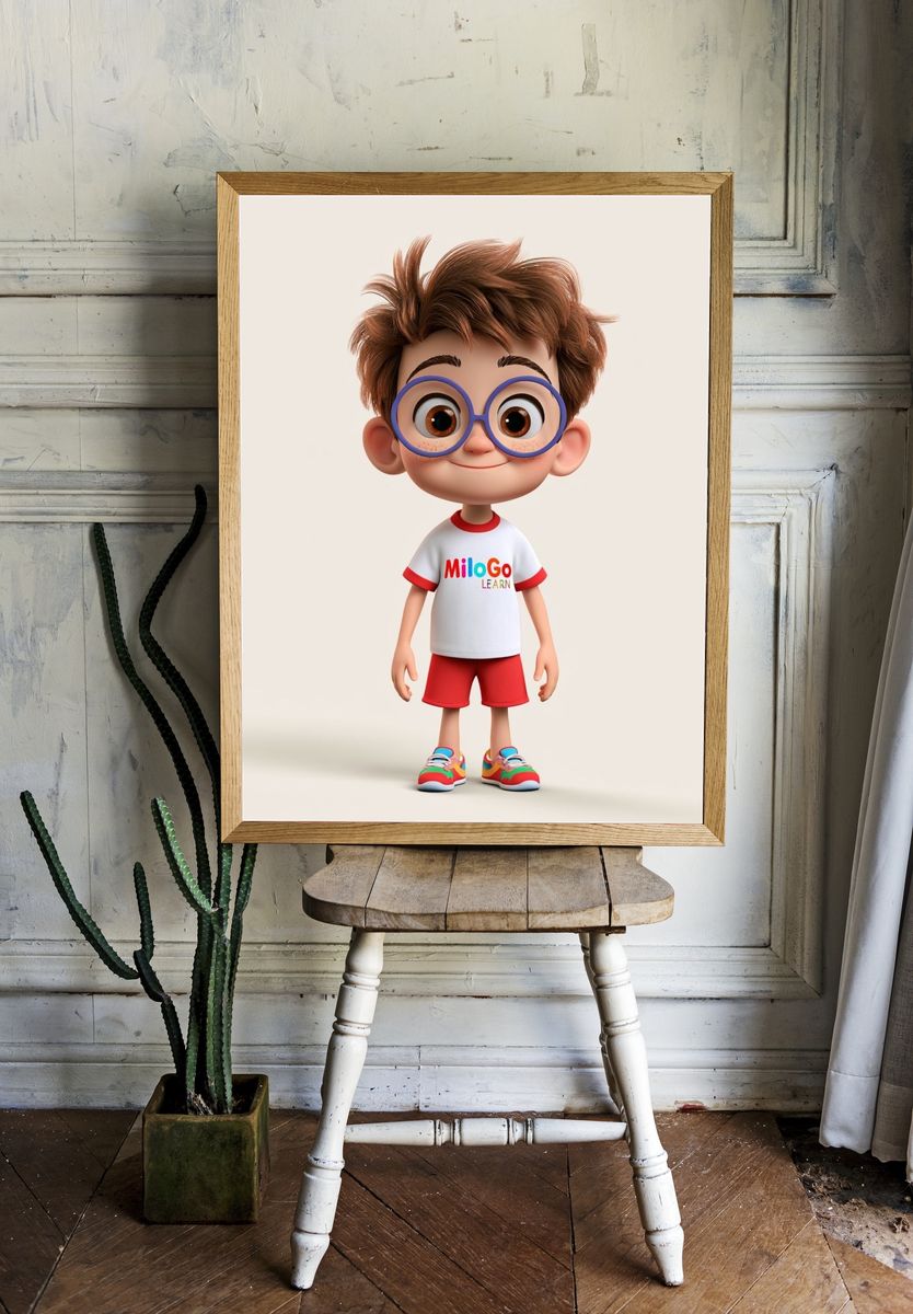 MiloGo Learn Boy Illustration Poster. — room view 1