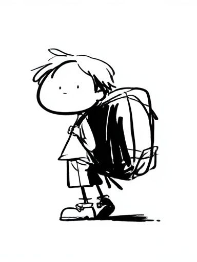Minimalist Child with Backpack Print. poster — kids art