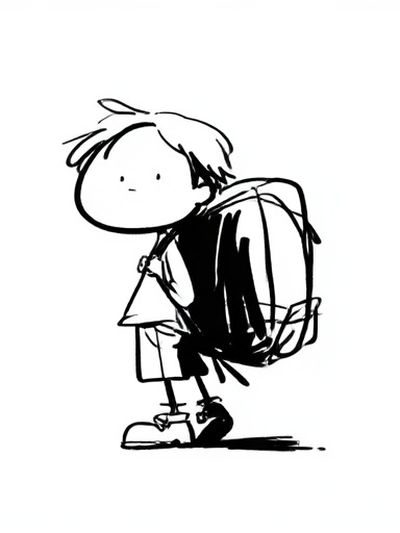 Minimalist Child with Backpack Print. poster